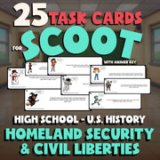 Homeland Security & Civil Liberties SCOOT TASK CARDS U.S. History Game - No Prep