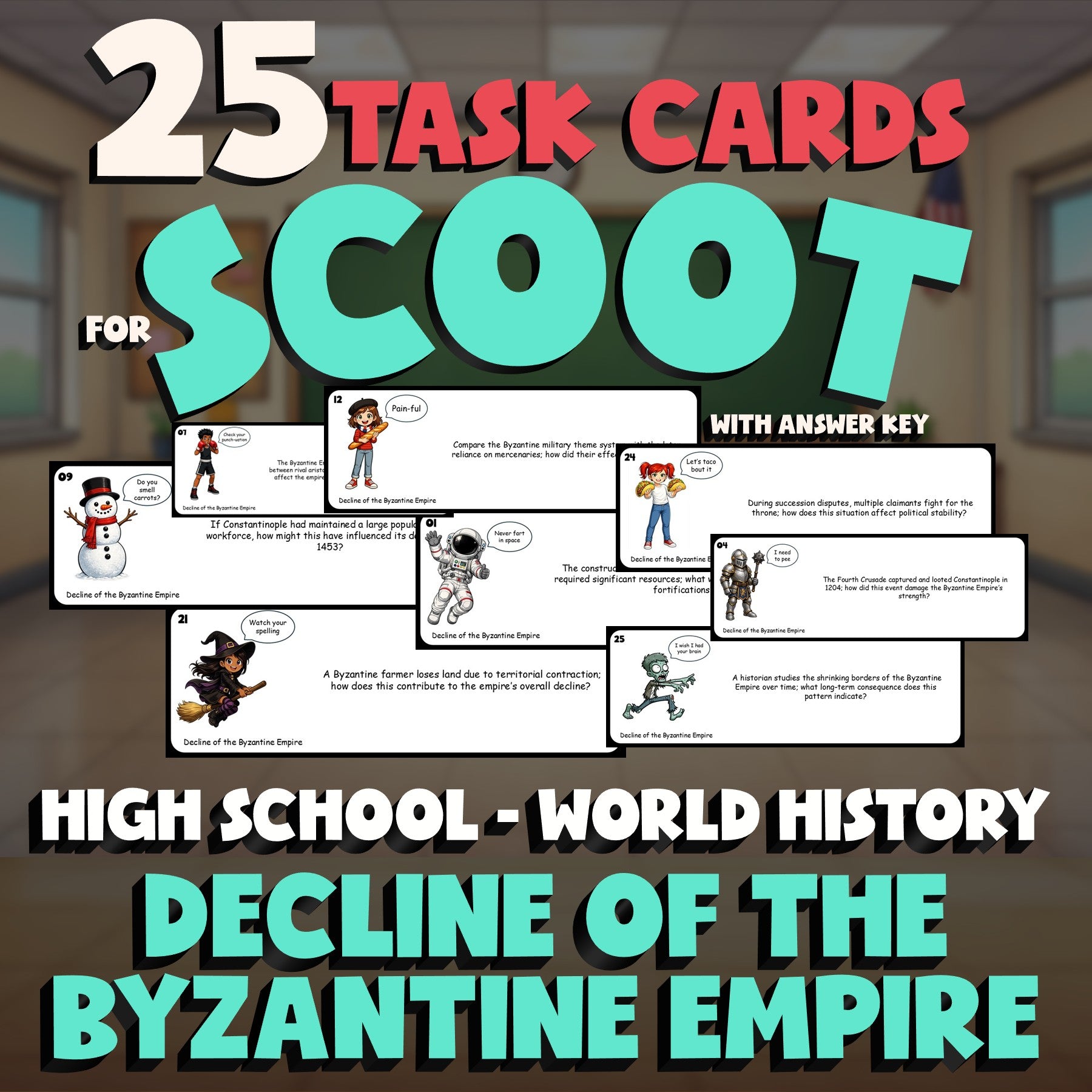 Decline of the Byzantine Empire SCOOT TASK CARDS Game - No Prep World History