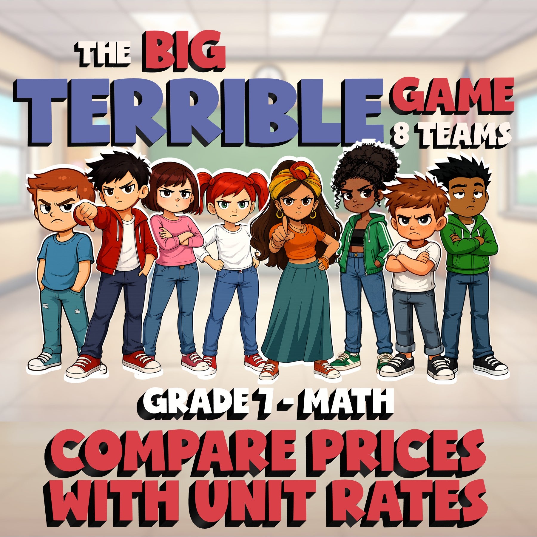 Compare Prices with Unit Rates BIG TERRIBLE GAME - No Prep Grade 7 Math Review