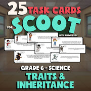 Traits & Inheritance SCOOT TASK CARDS Science Game - No Prep Grade 6 Review