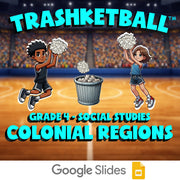 Colonial Regions TRASHKETBALL Socials Game - No Prep Grade 4 Review Activity