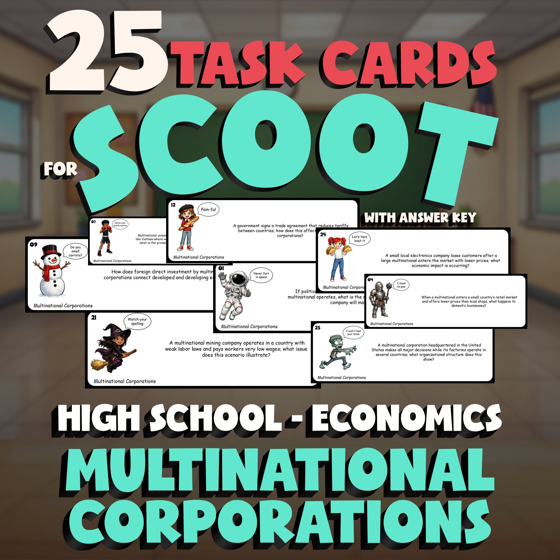 Multinational Corporations SCOOT TASK CARDS Economics Game - No Prep Review