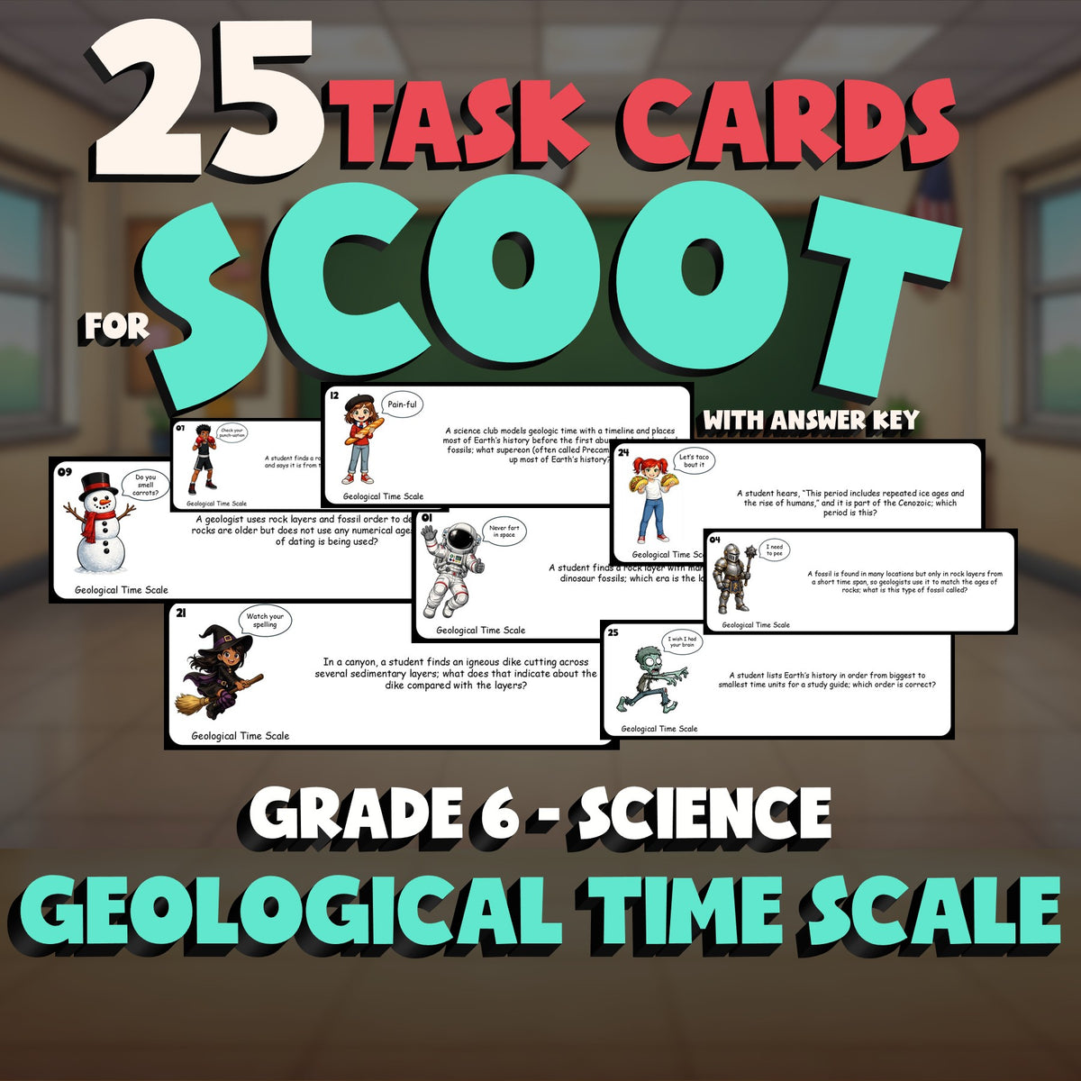 Geological Time Scale SCOOT TASK CARDS Science Game - No Prep Grade 6 Review