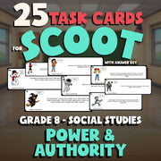 Power & Authority SCOOT TASK CARDS Socials Game - No Prep Grade 8 Review