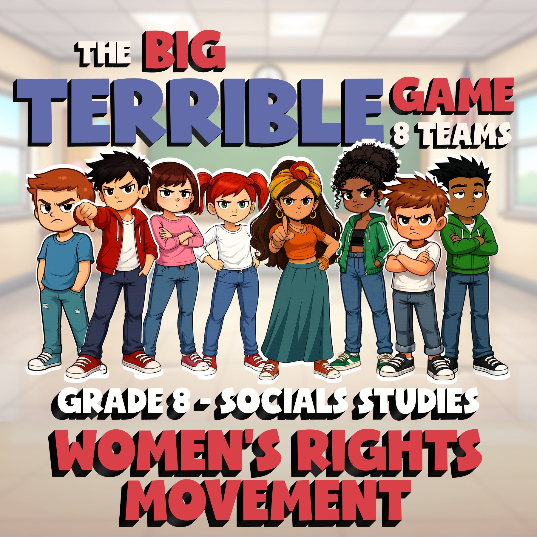 Women’s Rights Movement BIG TERRIBLE GAME - No Prep Grade 8 Socials Review