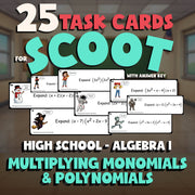 Multiplying Monomials & Polynomials SCOOT TASK CARDS Math Game - Algebra 1