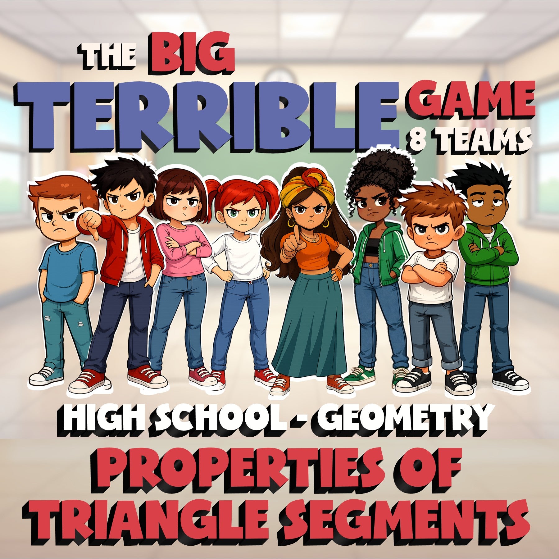 Properties of Triangle Segments BIG TERRIBLE GAME - No Prep Geometry Math Review