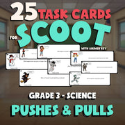 Pushes & Pulls SCOOT TASK CARDS Science Game - No Prep Grade 3 Review Activity