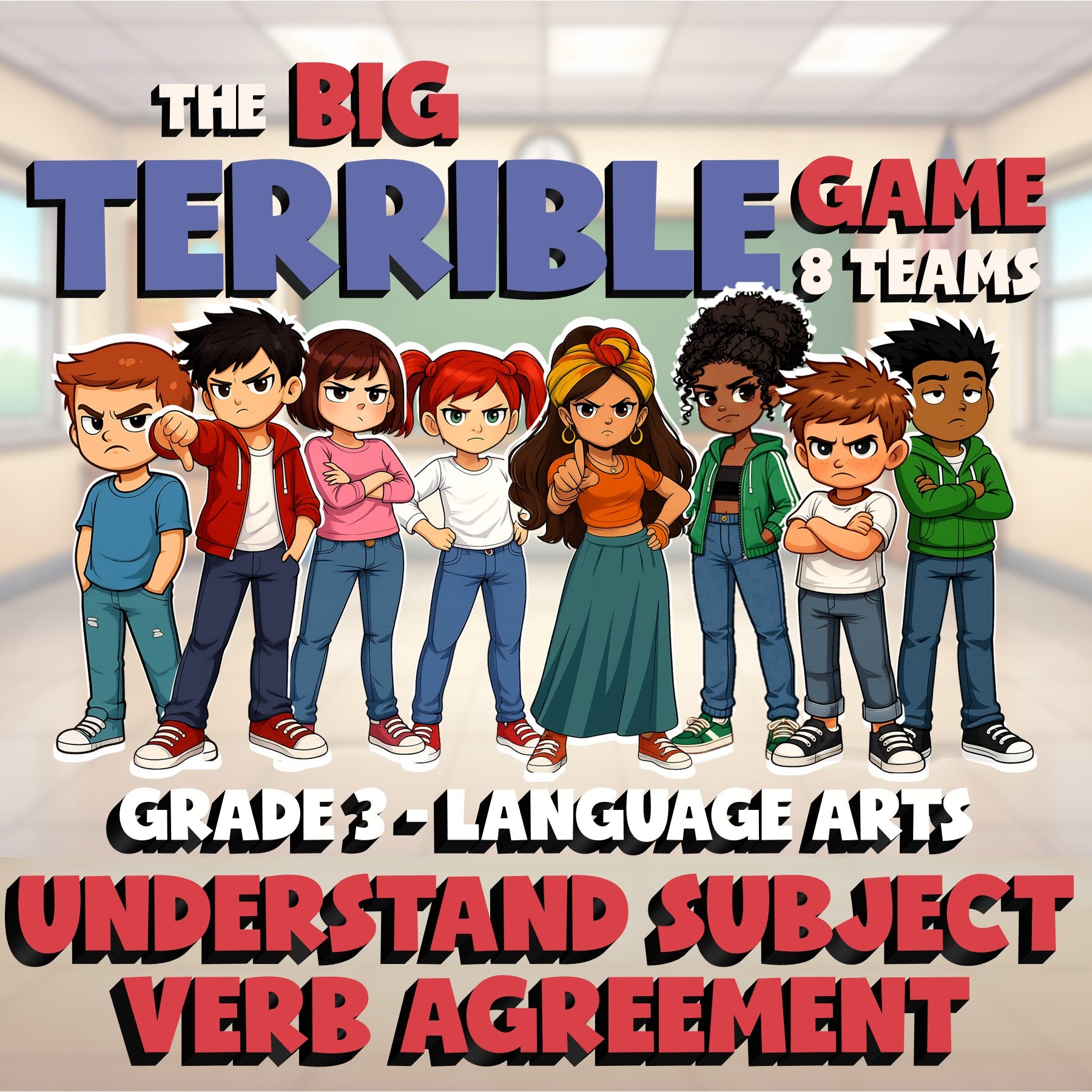 Understand Subject Verb Agreement BIG TERRIBLE GAME - No Prep Grade 3 ELA Review