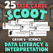 Data Literacy & Interpretation SCOOT TASK CARDS Science Game - No Prep Grade 6