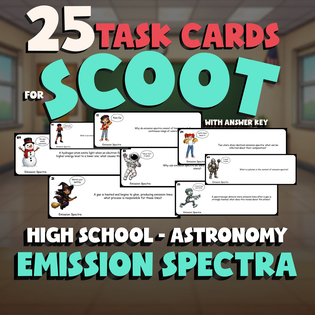 Emission Spectra SCOOT TASK CARDS Science Game - No Prep Astronomy Review