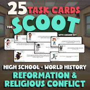 Reformation & Religious Conflict SCOOT TASK CARDS Game - No Prep World History