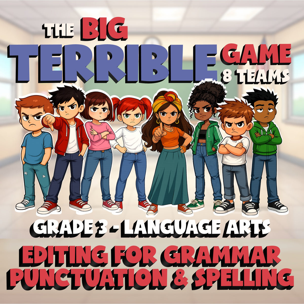 Editing for Grammar Punctuation & Spelling BIG TERRIBLE GAME - Grade 3 ELA