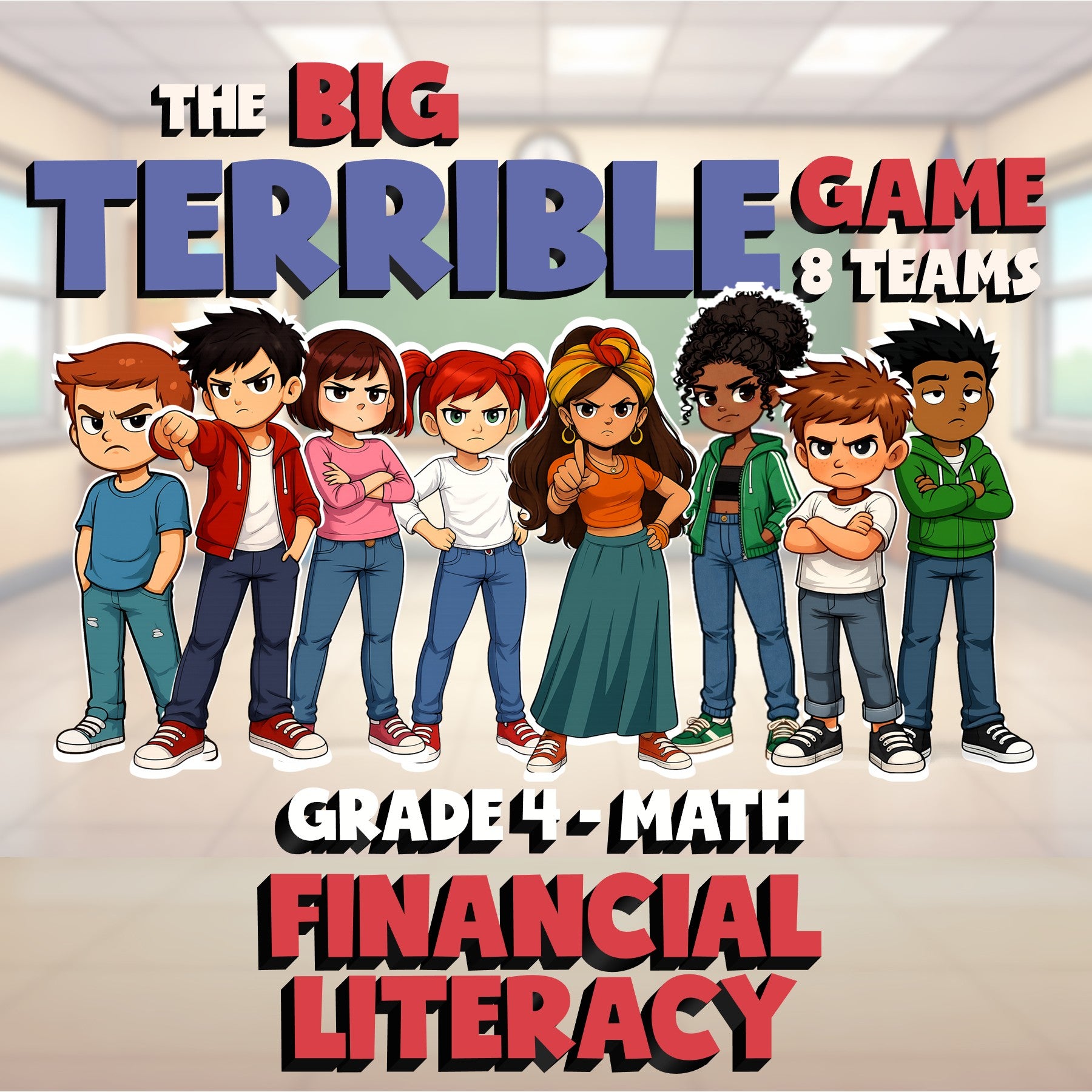 Financial Literacy BIG TERRIBLE GAME - No Prep Grade 4 Math Review Activity