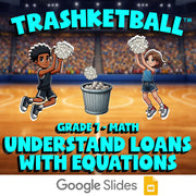 Understand Loans with Equations TRASHKETBALL Math Game - No Prep Grade 7 Review