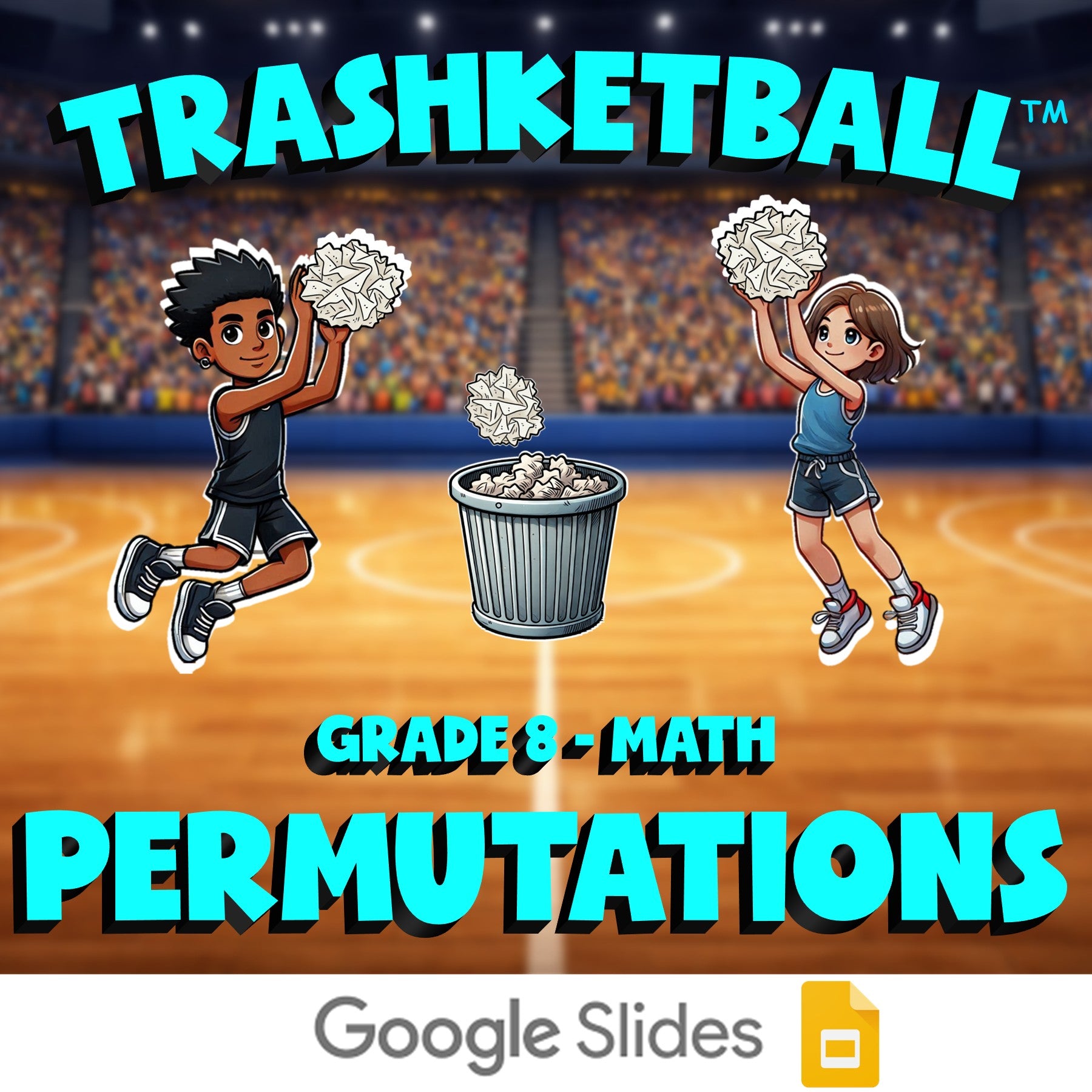 Permutations TRASHKETBALL Math Game - No Prep Grade 8 Review Activity