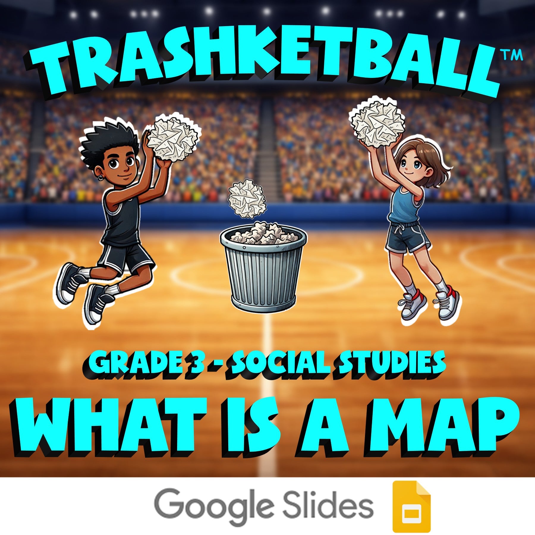 What Is a Map TRASHKETBALL Socials Game - No Prep Grade 3 Review Activity