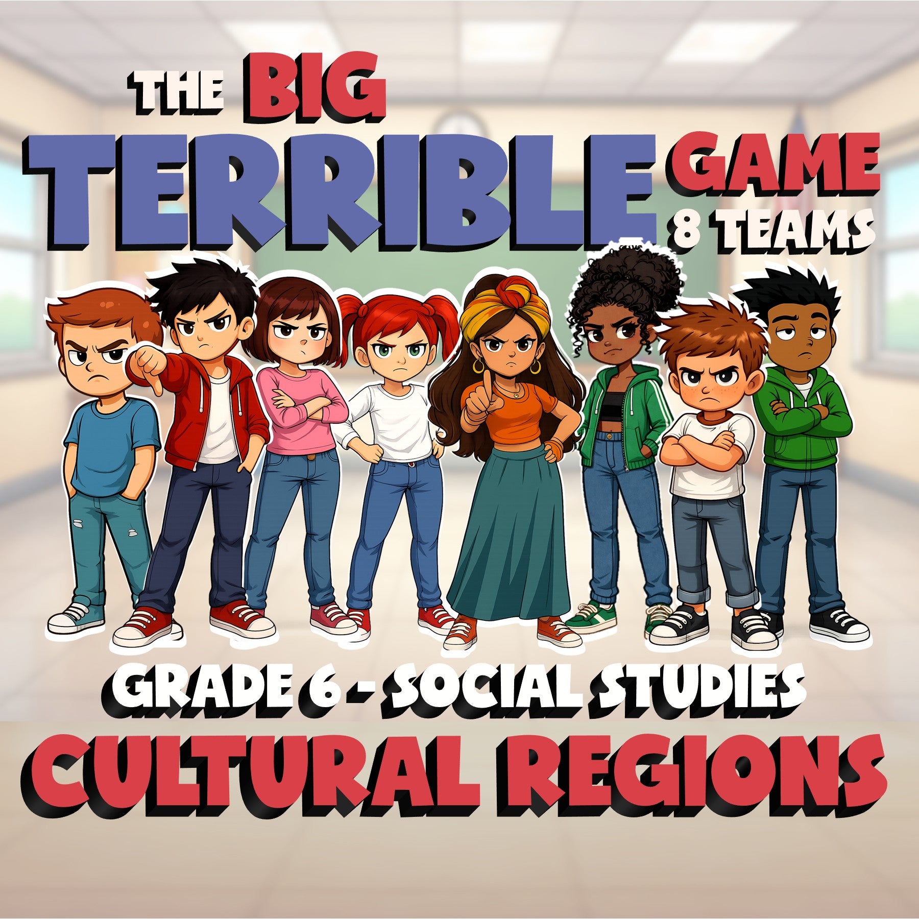 Cultural Regions BIG TERRIBLE GAME - No Prep Grade 6 Socials Review Activity