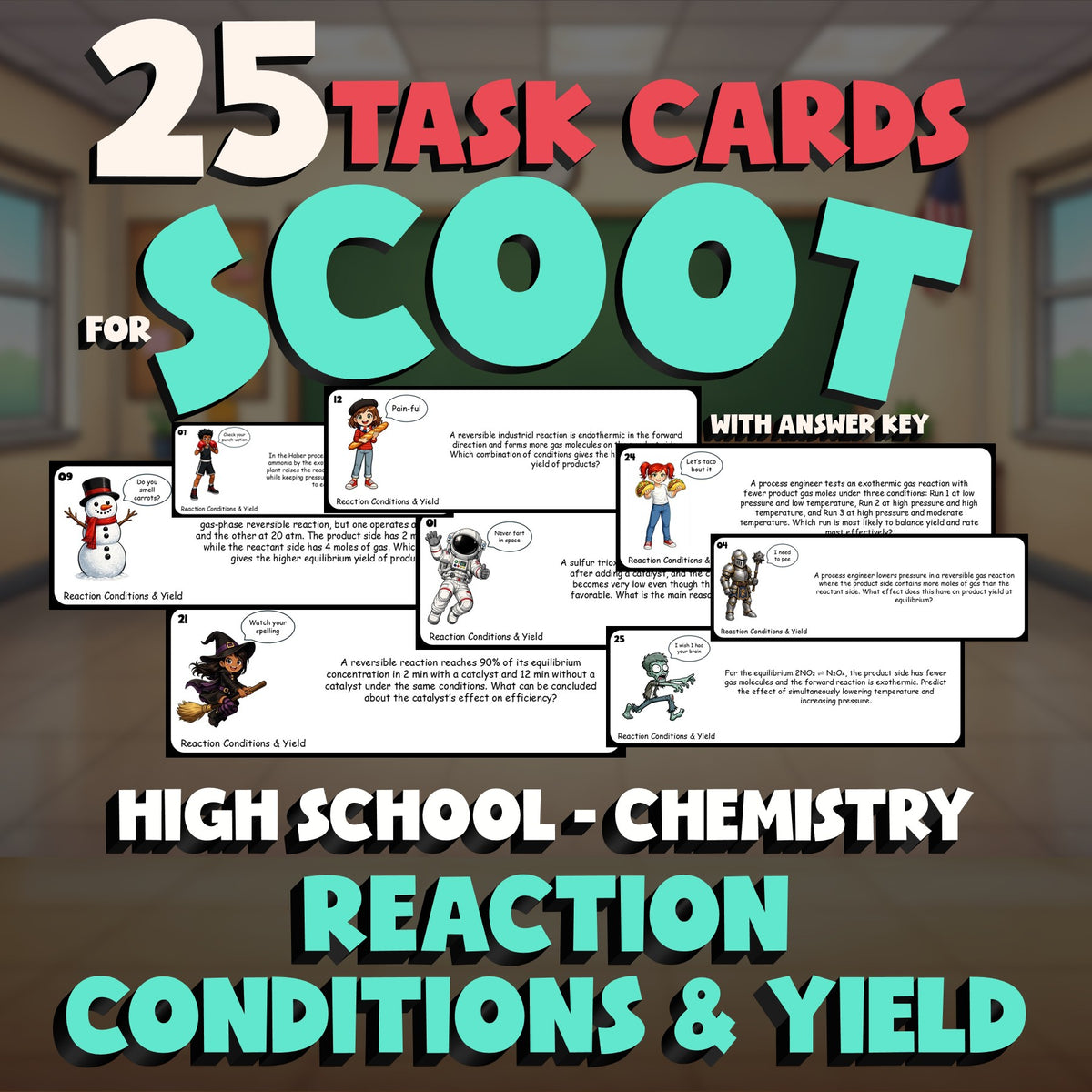 Reaction Conditions & Yield SCOOT TASK CARDS Science Game - No Prep Chemistry