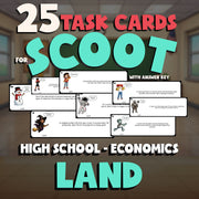 Land SCOOT TASK CARDS Economics Game - No Prep Review Activity