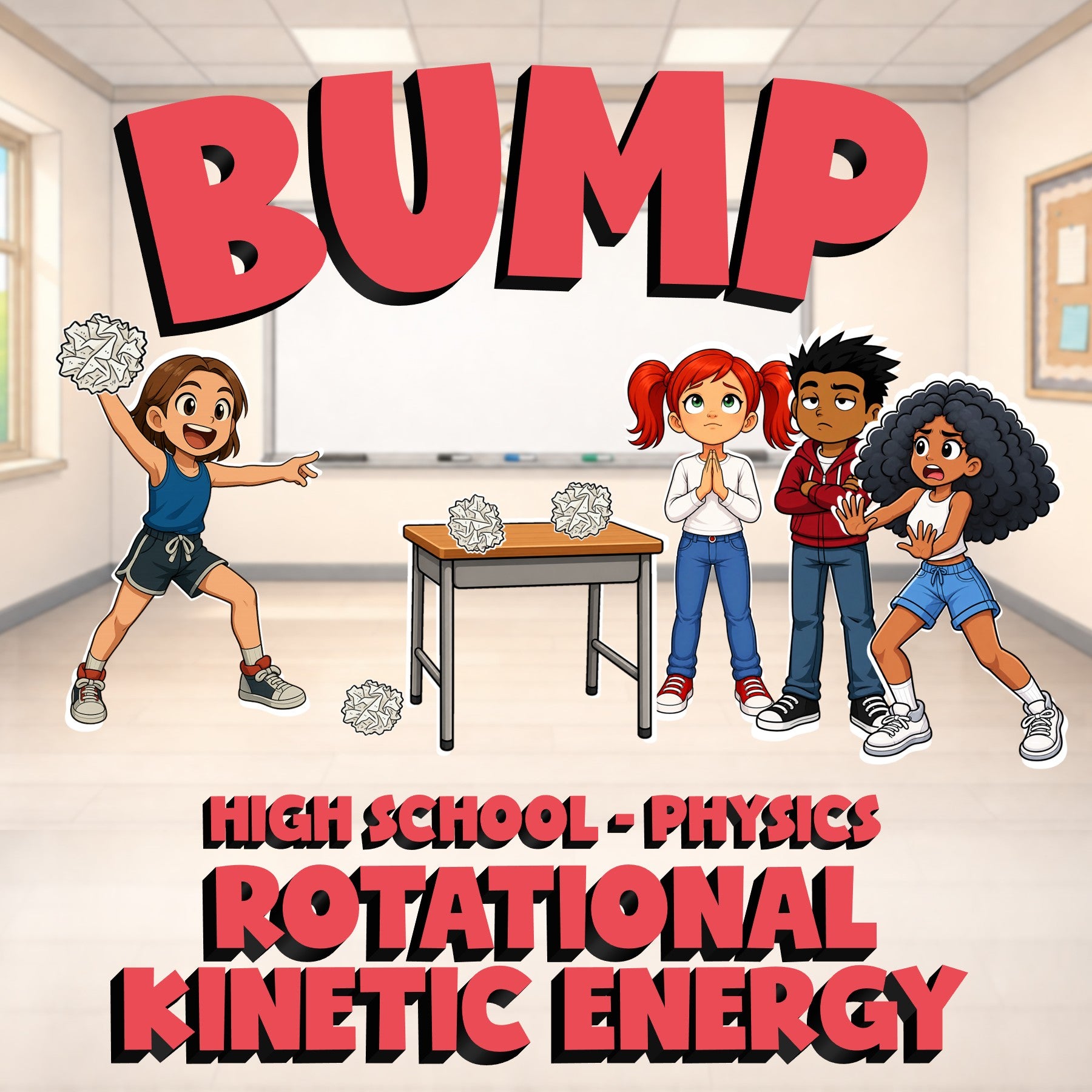 Rotational Kinetic Energy BUMP Science Game - No Prep Physics Review Activity