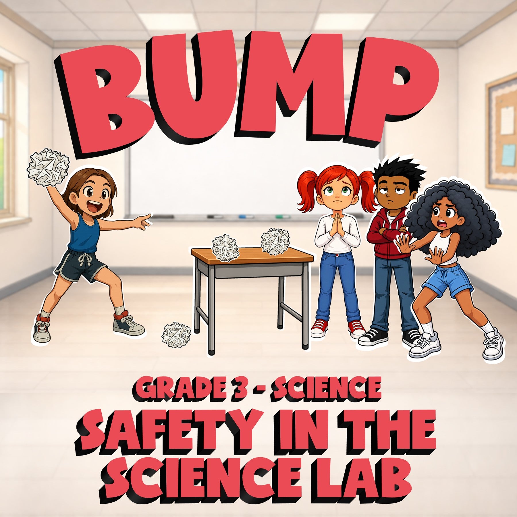 Safety in the Science Lab BUMP Science Game - No Prep Grade 3 Review Activity