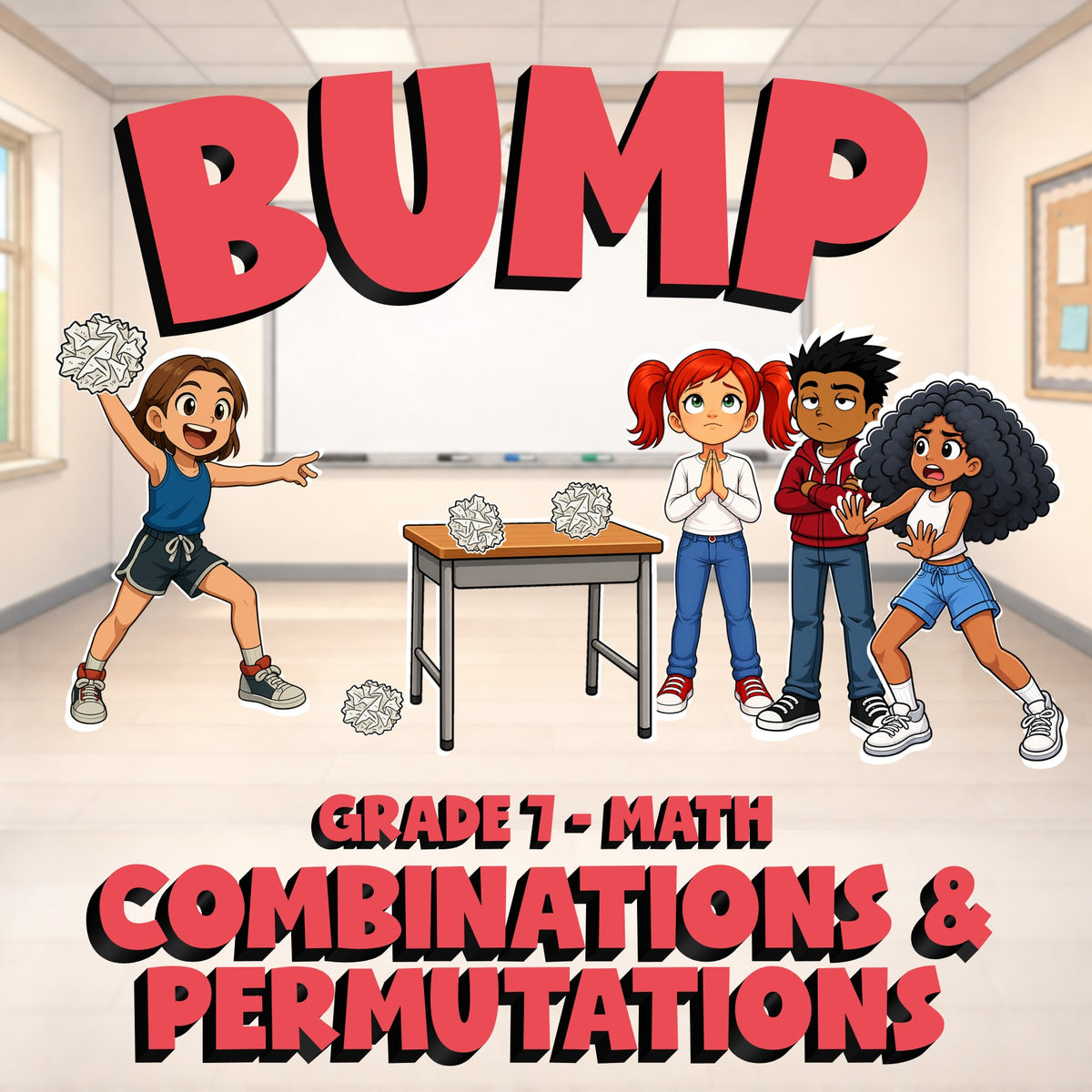 Combinations & Permutations BUMP Math Game - No Prep Grade 7 Review Activity
