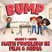 Math Problems in Film & Media BUMP Math Game - No Prep Grade 7 Review Activity