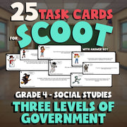 Three Levels of Government SCOOT TASK CARDS Socials Game - No Prep Grade 4