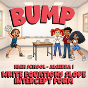 Write Equations Slope Intercept Form BUMP Math Game - No Prep Algebra 1 Review