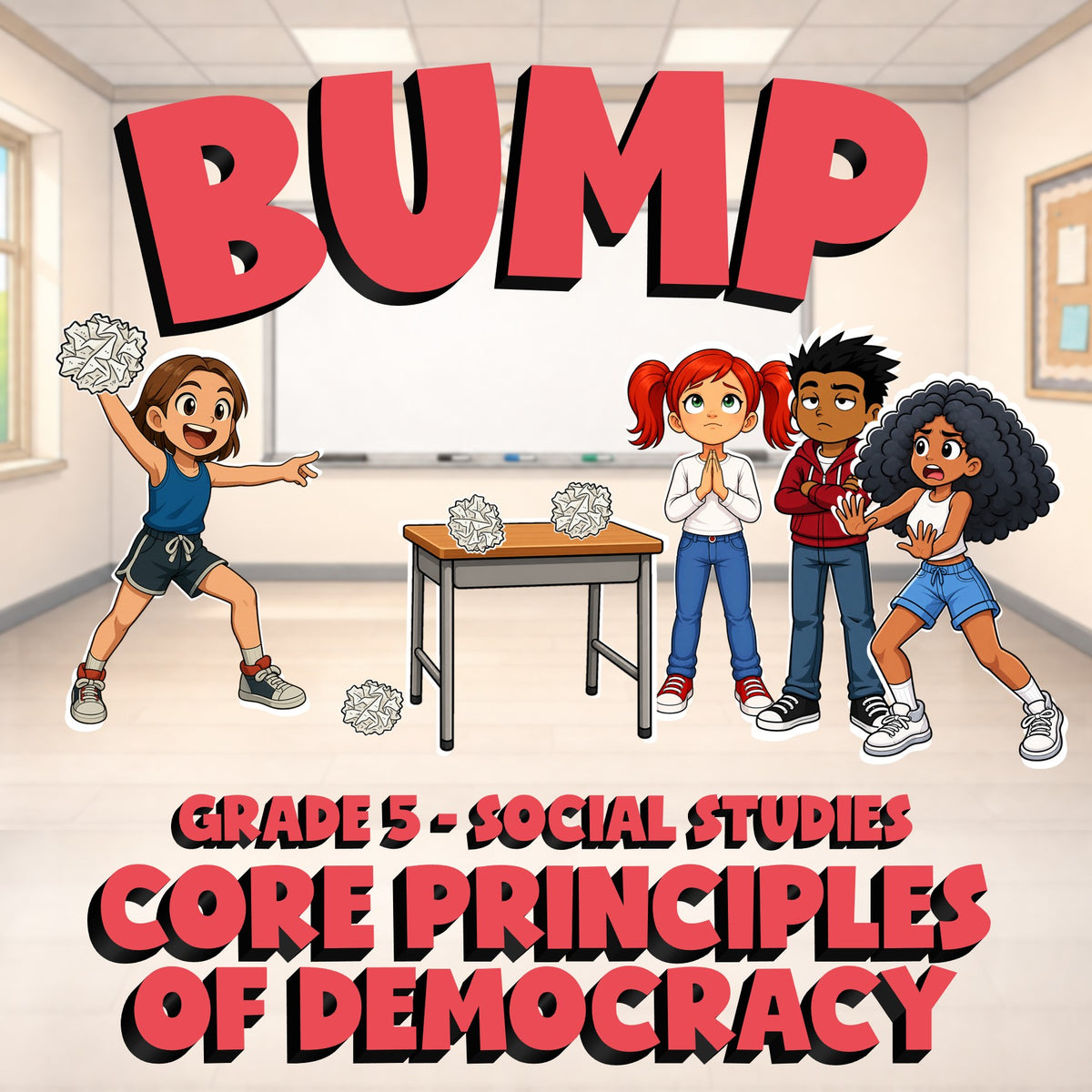 Core Principles of Democracy BUMP Socials Game - No Prep Grade 5 Review Activity