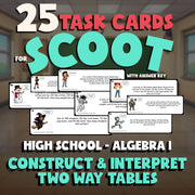 Construct & Interpret Two Way Tables SCOOT TASK CARDS Math Game - Algebra 1