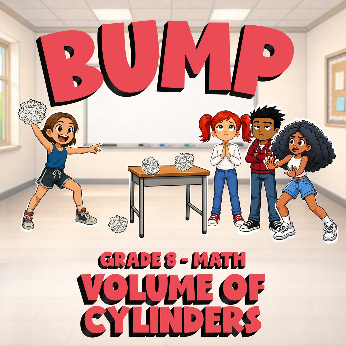Volume of Cylinders BUMP Math Game - No Prep Grade 8 Review Activity