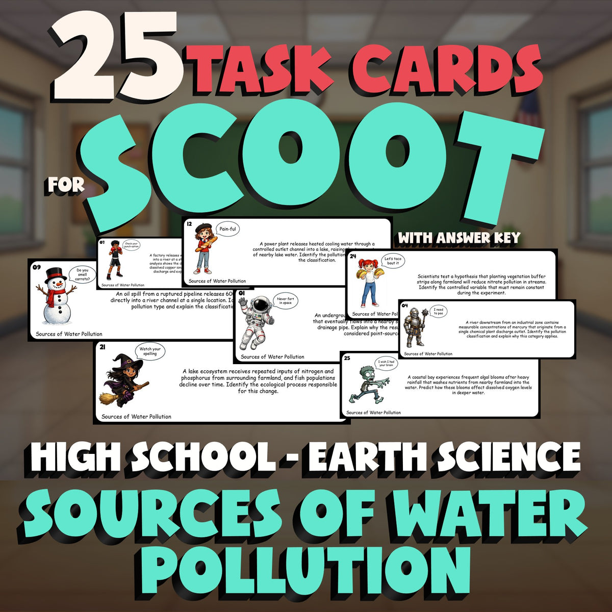 Sources of Water Pollution SCOOT TASK CARDS Game - No Prep Earth Science Review
