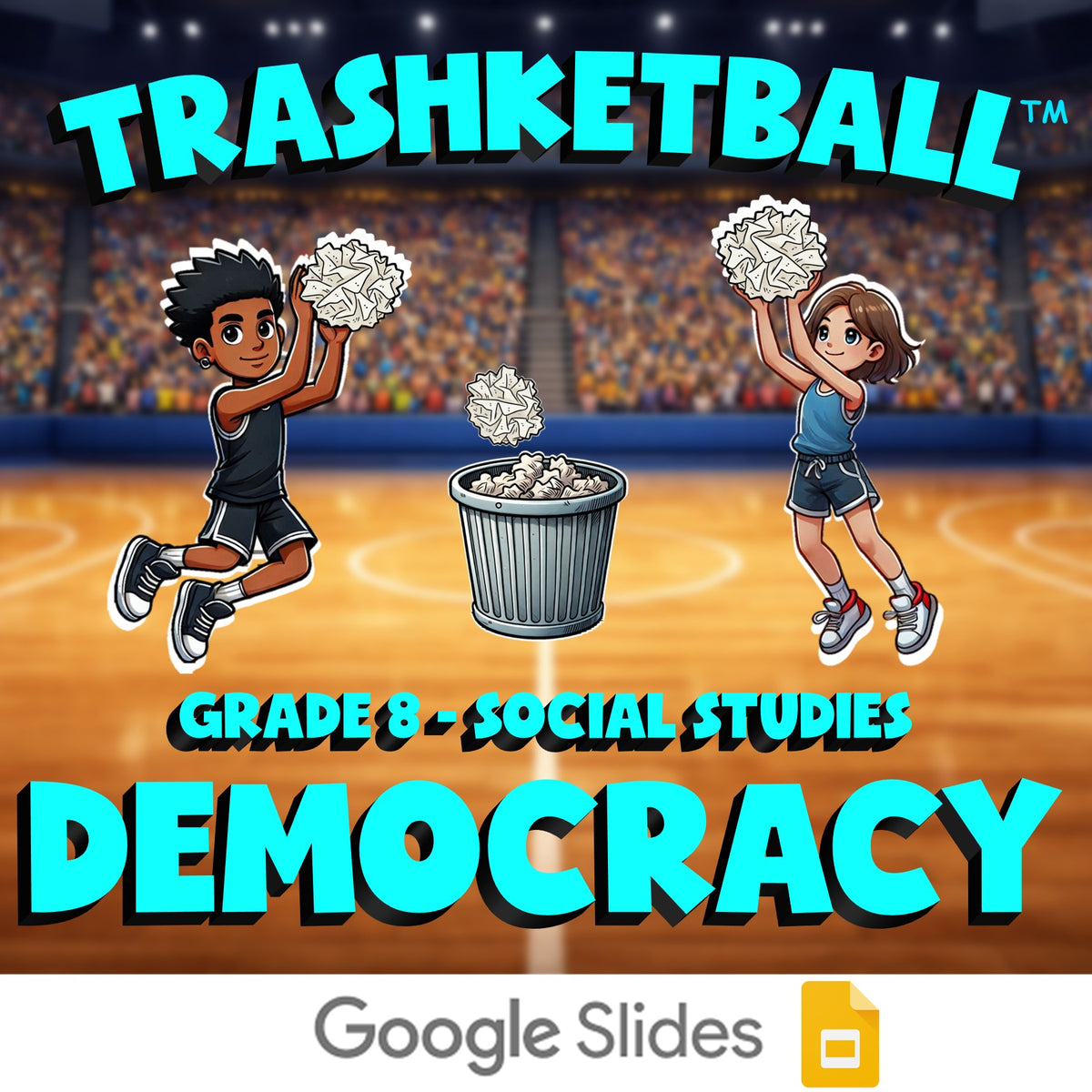 Democracy TRASHKETBALL Socials Game - No Prep Grade 8 Review Activity