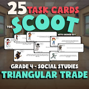 Triangular Trade SCOOT TASK CARDS Socials Game - No Prep Grade 4 Review Activity