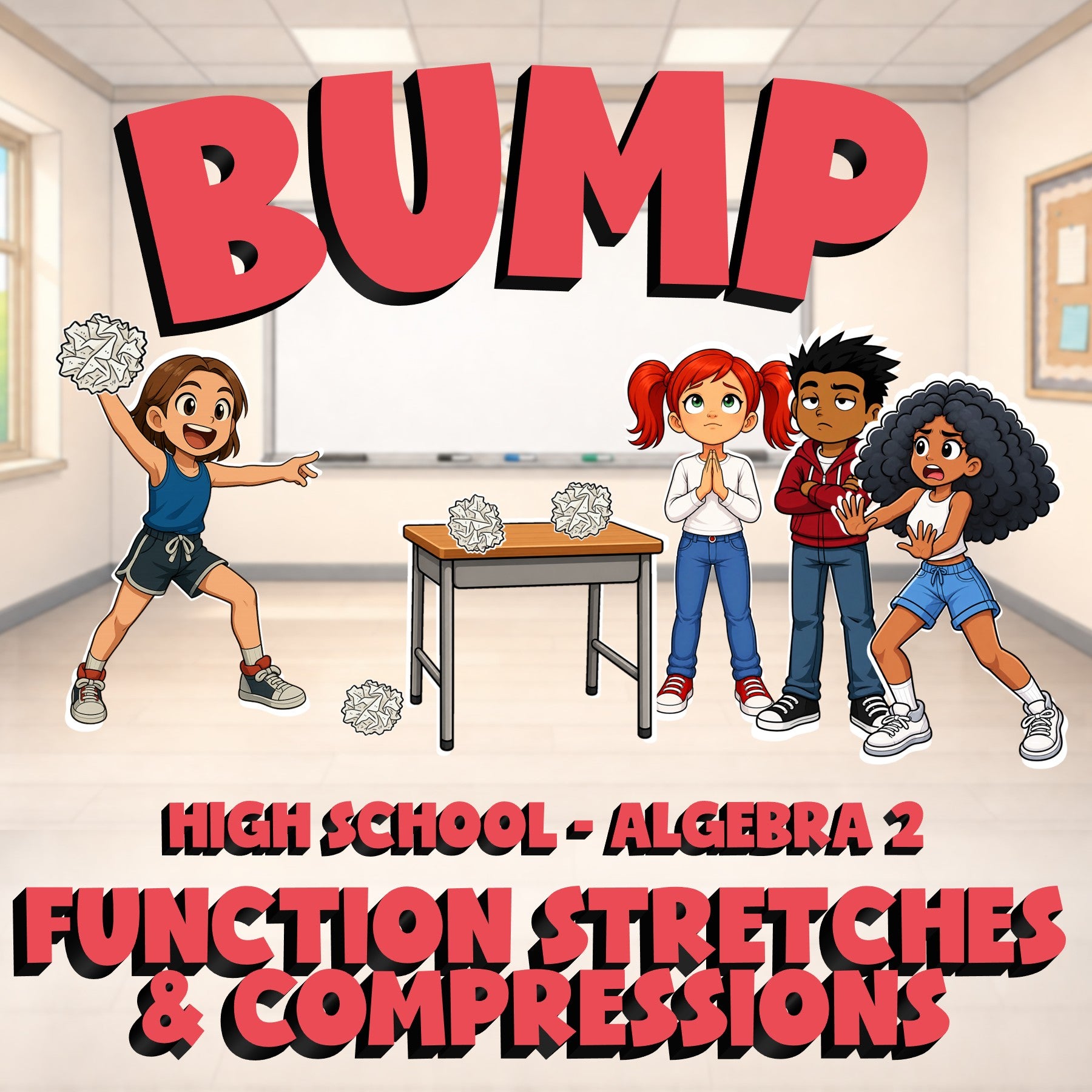 Function Stretches & Compressions BUMP Math Game - No Prep Algebra 2 Review
