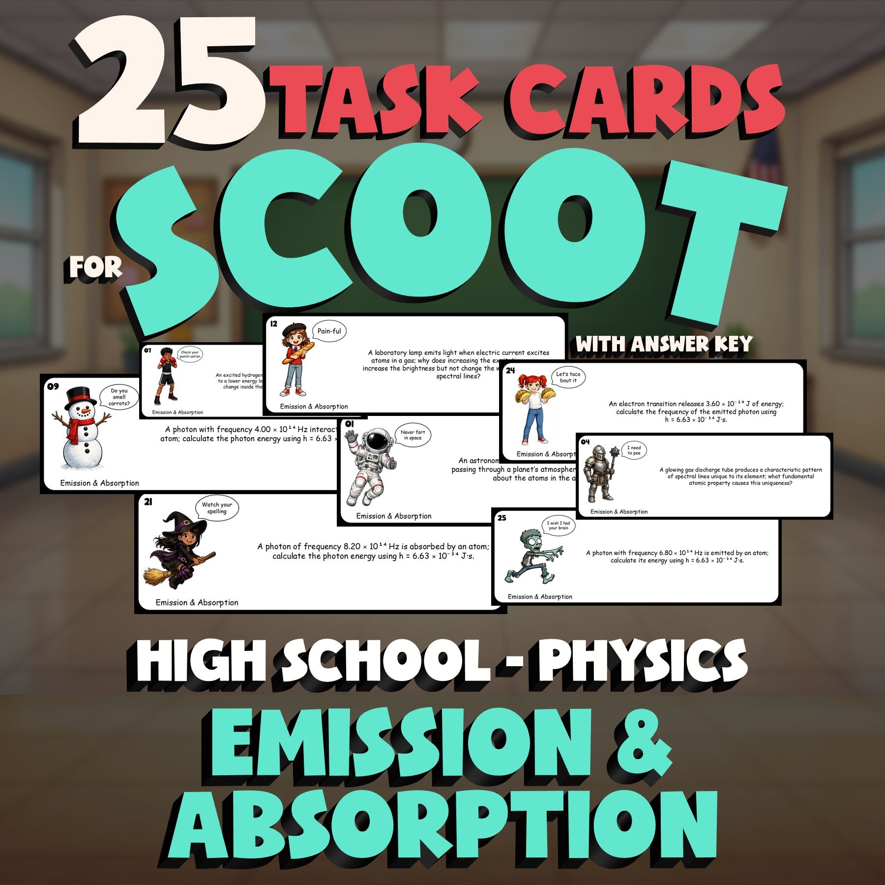 Emission & Absorption SCOOT TASK CARDS Science Game - No Prep Physics Review