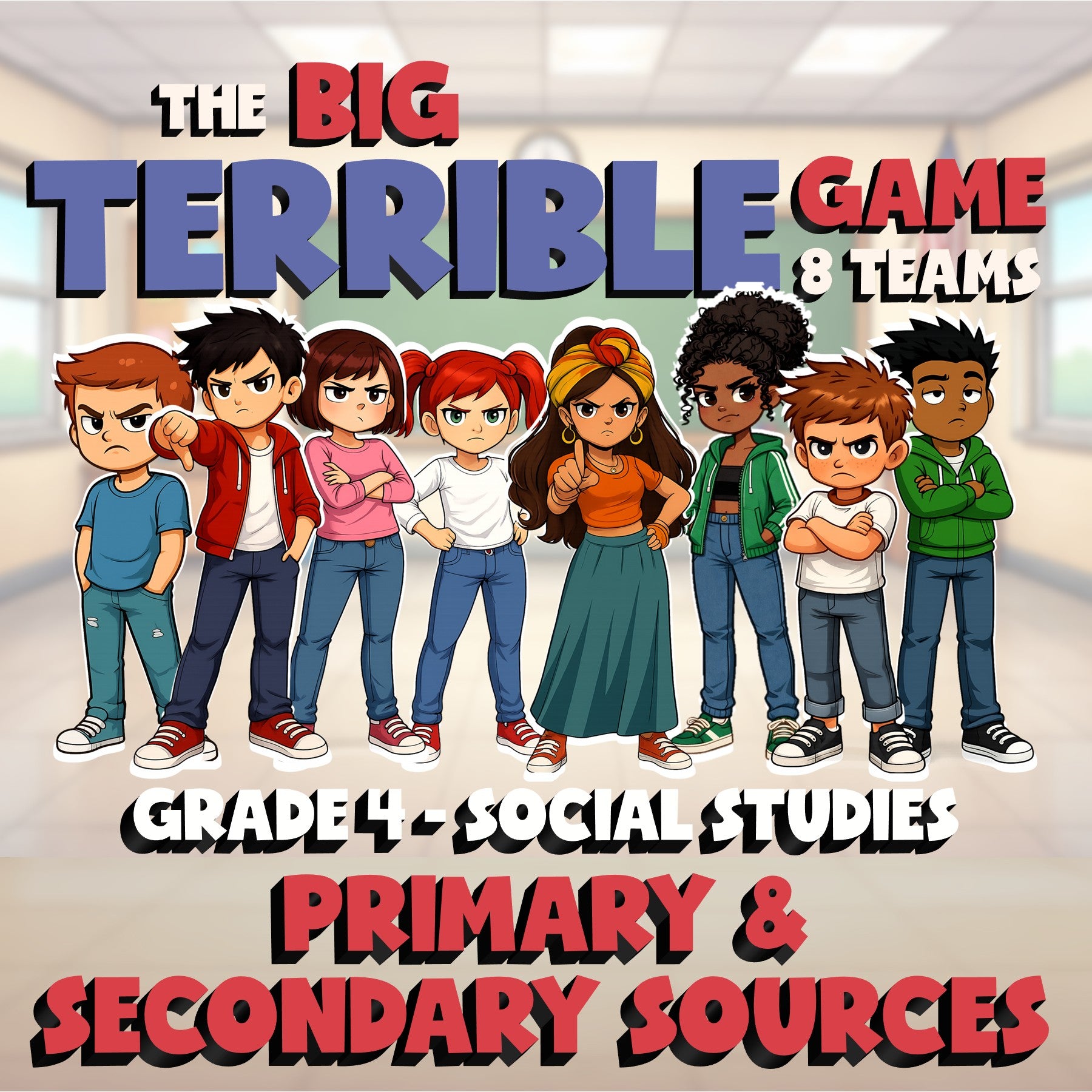 Primary & Secondary Sources BIG TERRIBLE GAME - No Prep Grade 4 Socials Review