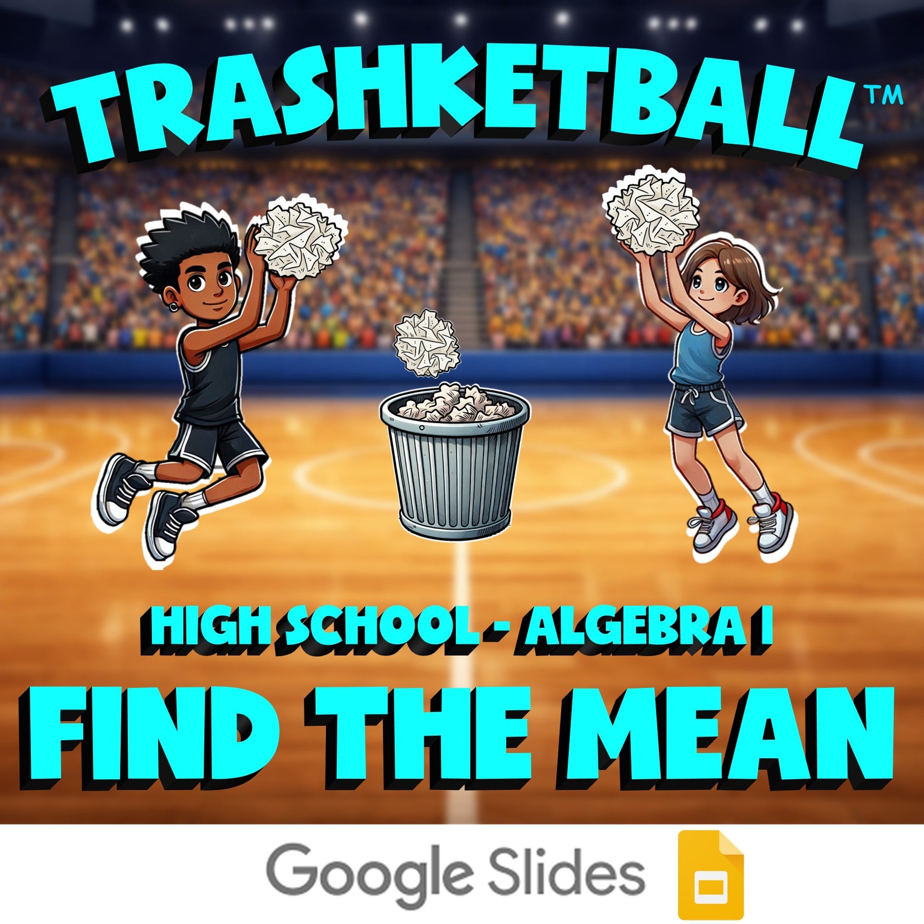 Find the Mean TRASHKETBALL Math Game - No Prep Algebra 1 Review Activity