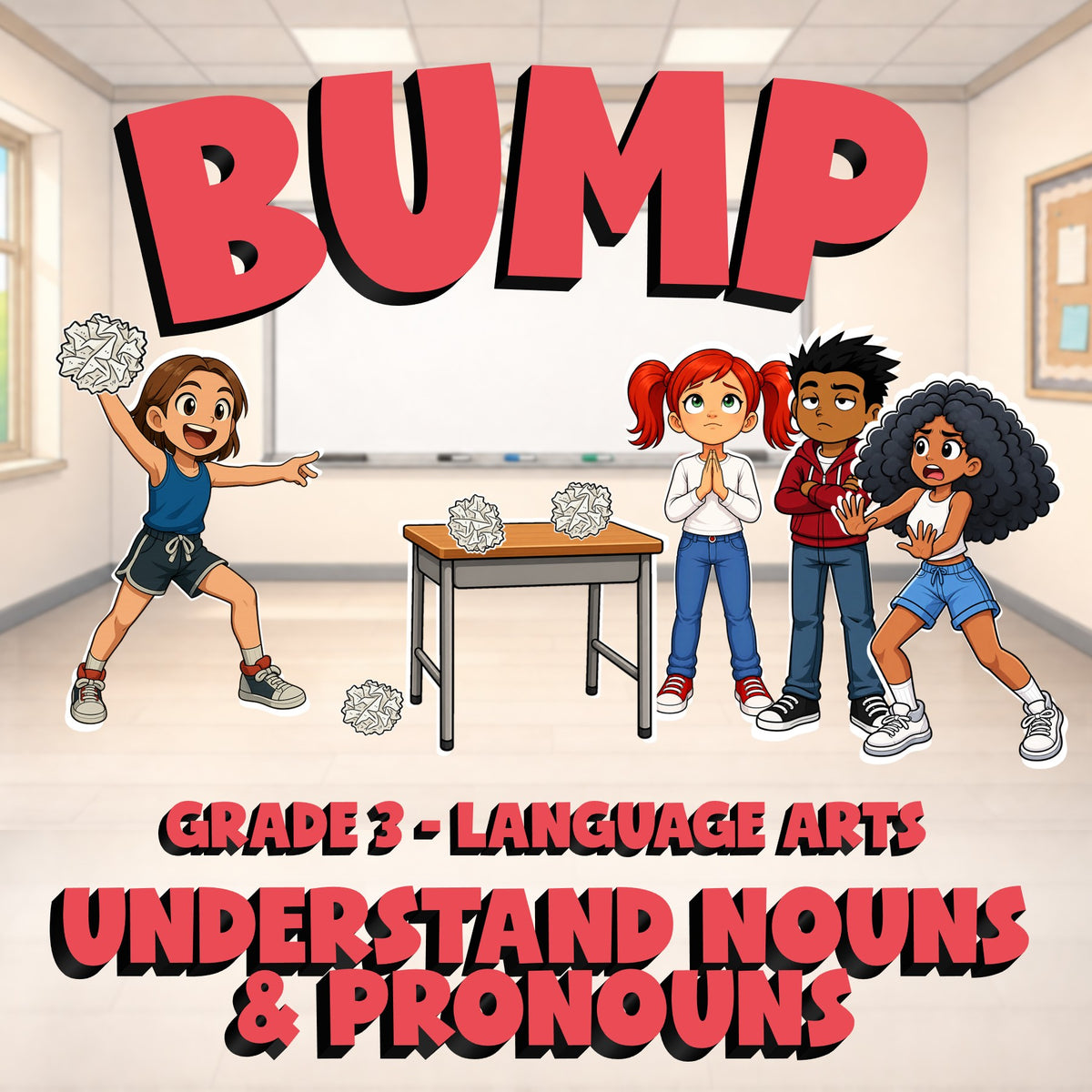 Understand Nouns & Pronouns BUMP ELA Game - No Prep Grade 3 Review Activity