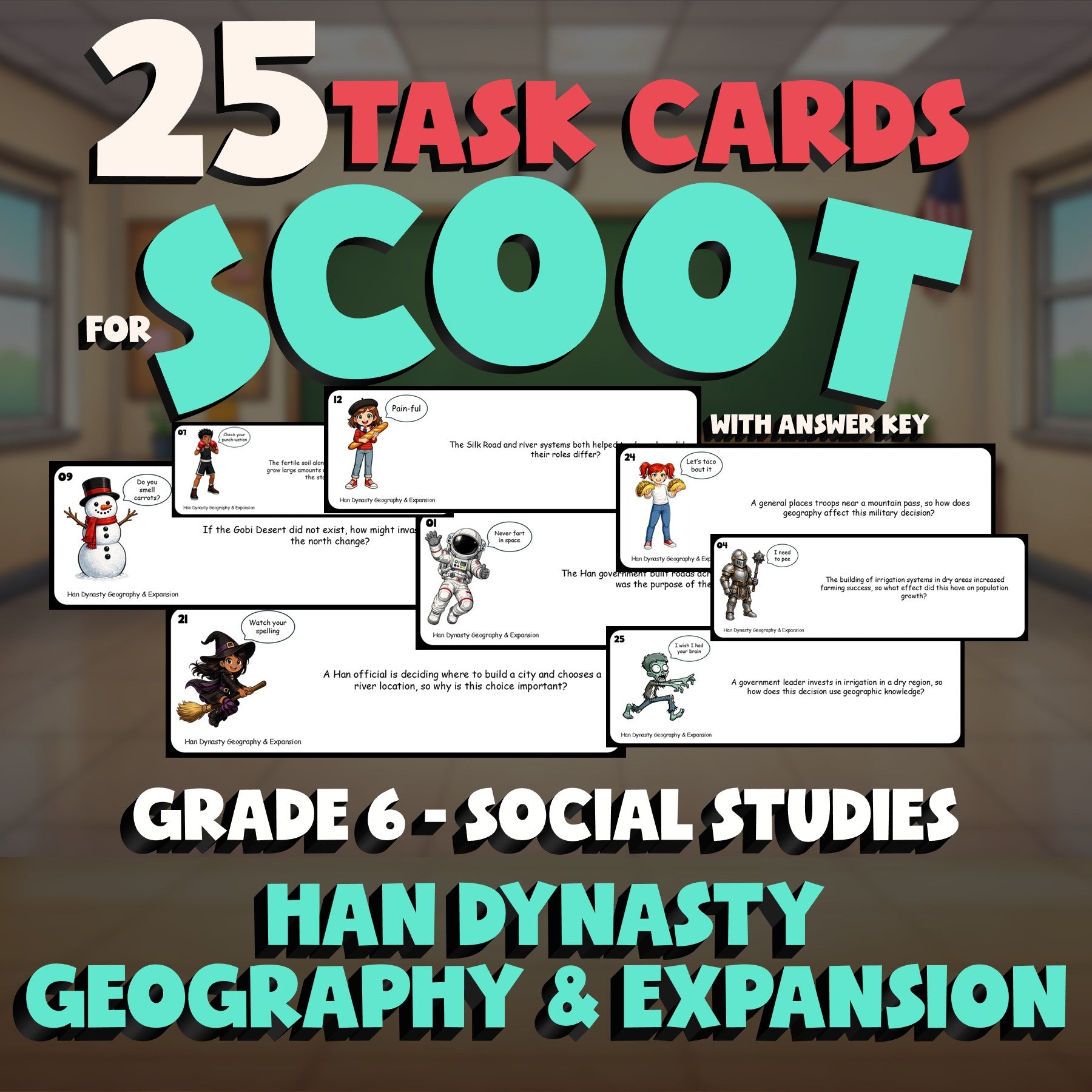 Han Dynasty Geography & Expansion SCOOT TASK CARDS Socials Game - Grade 6