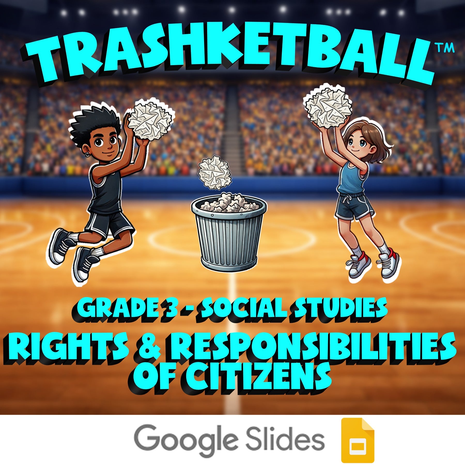 Rights & Responsibilities of Citizens TRASHKETBALL Socials Game - Grade 3