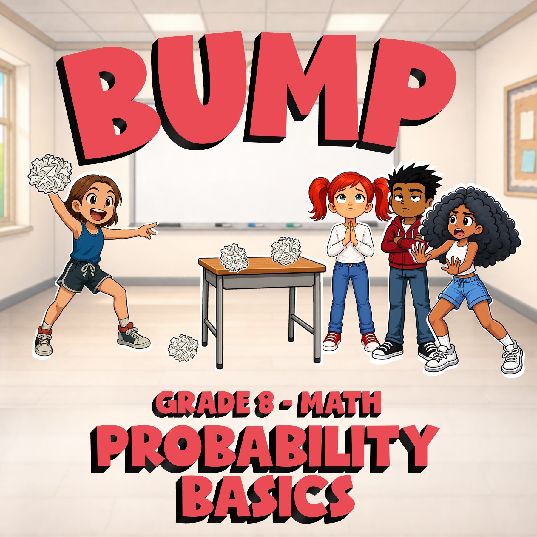 Probability Basics BUMP Math Game - No Prep Grade 8 Review Activity