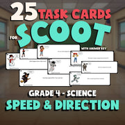 Speed & Direction SCOOT TASK CARDS Science Game - No Prep Grade 4 Review