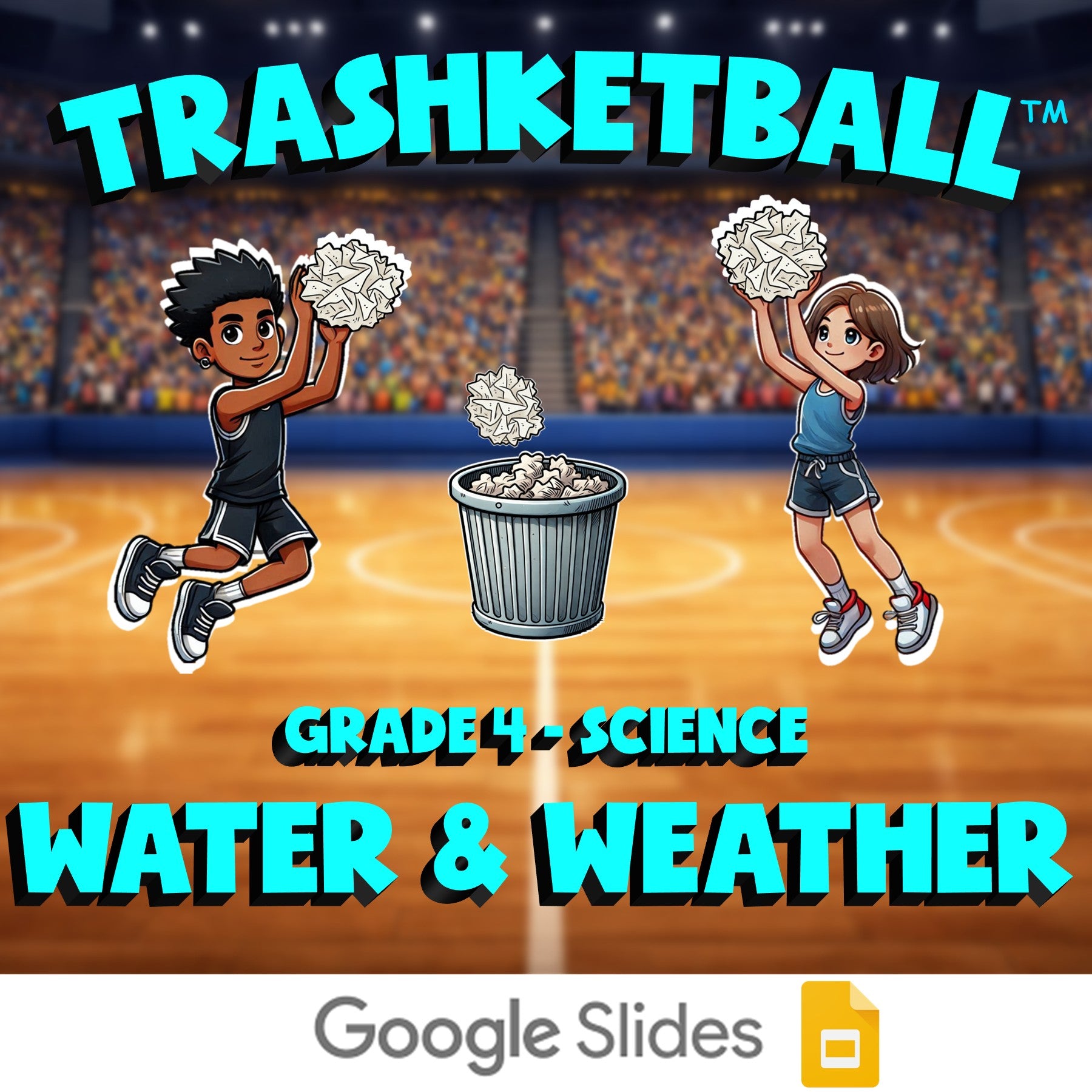 Water & Weather TRASHKETBALL Science Game - No Prep Grade 4 Review Activity