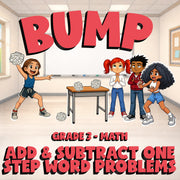 Add & Subtract One Step Word Problems BUMP Math Game - No Prep Grade 3 Review
