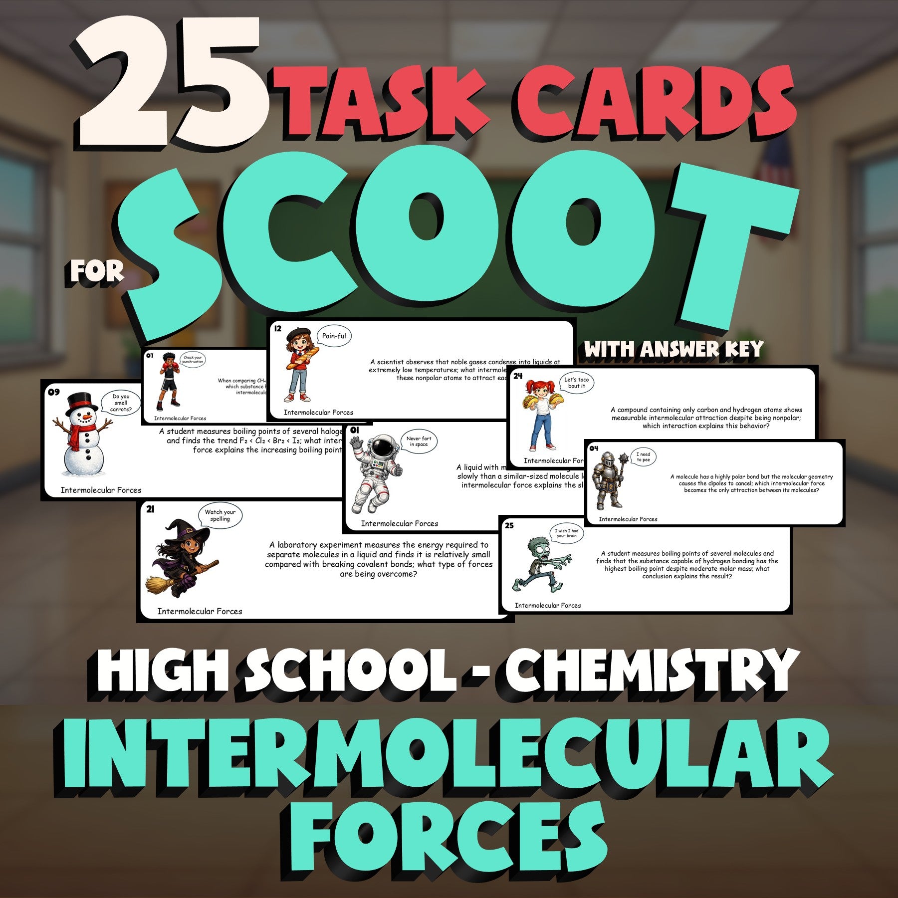 Intermolecular Forces SCOOT TASK CARDS Science Game - No Prep Chemistry Review