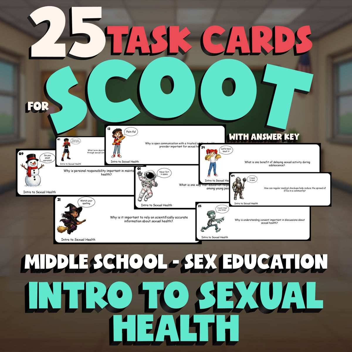 Intro to Sexual Health SCOOT TASK CARDS Game - Middle School Sex Education