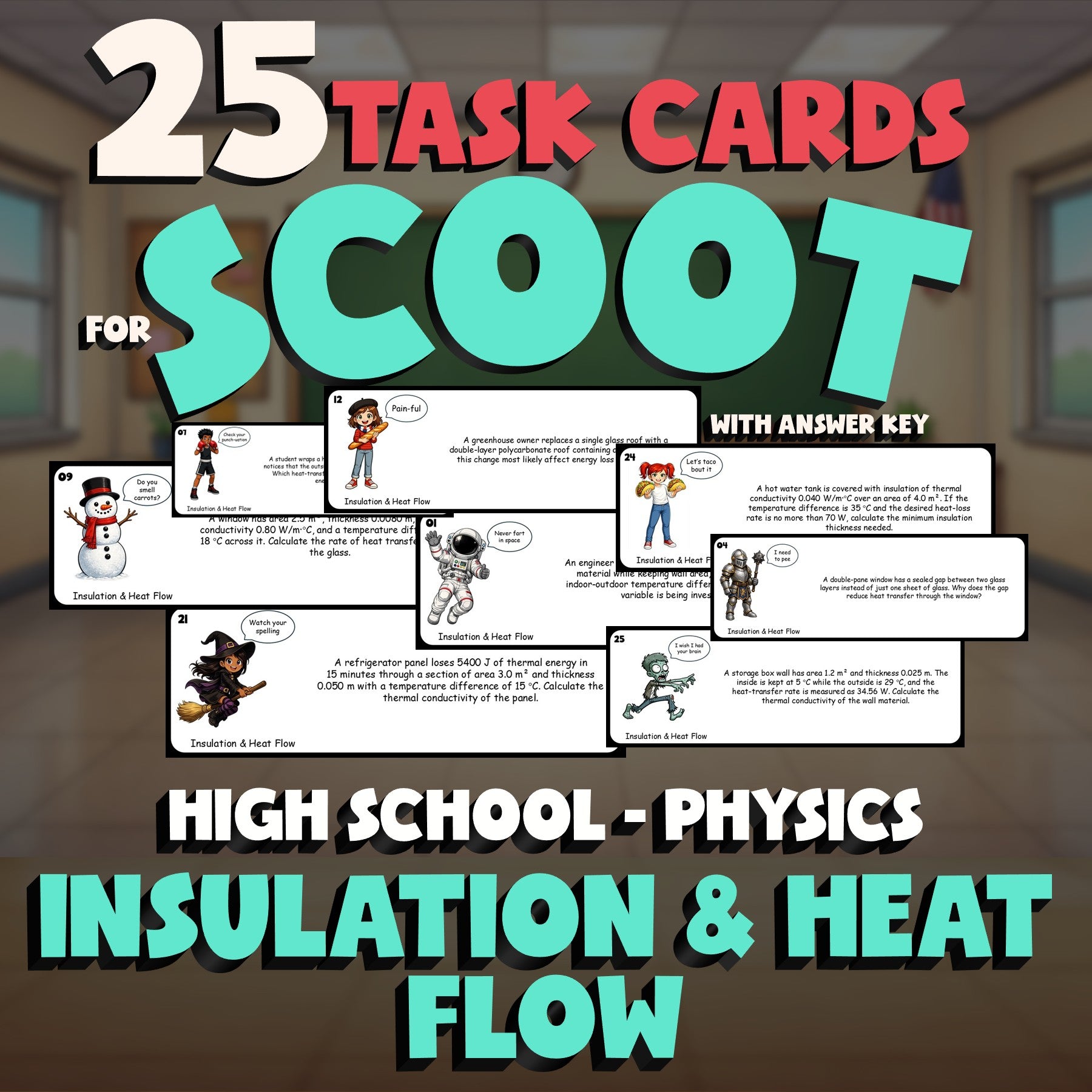 Insulation & Heat Flow SCOOT TASK CARDS Science Game - No Prep Physics Review